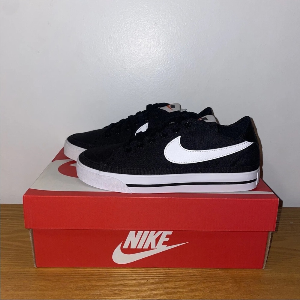 Nike Court Legacy Canvas Black White Athletic Shoes